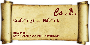 Csörgits Márk névjegykártya